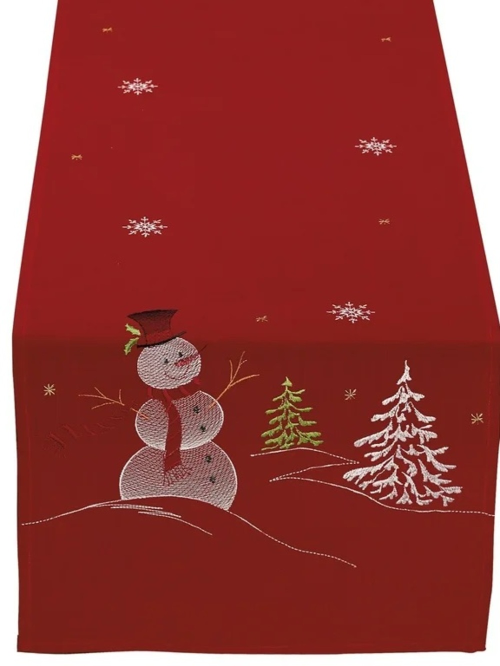 Holiday Snowman Table Runner - Red